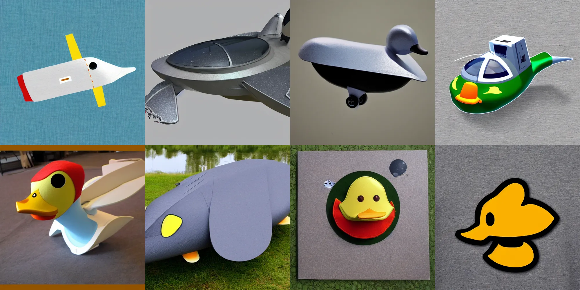 Prompt: duck shaped spaceship