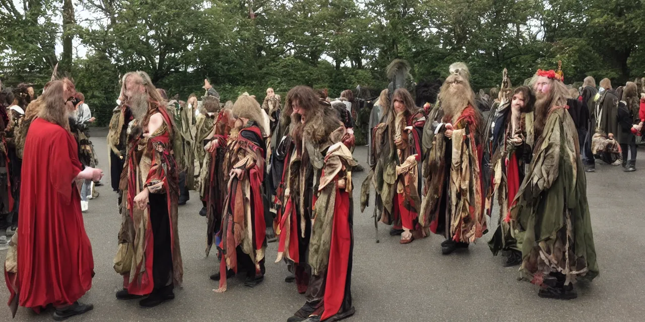 Prompt: Outside the palace there was a gathering of druids