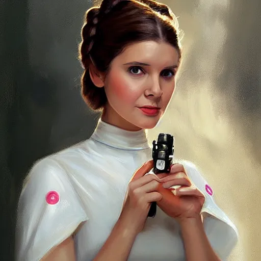 Image similar to Princess Leia from Star Wars, painting by Vladimir Volegov