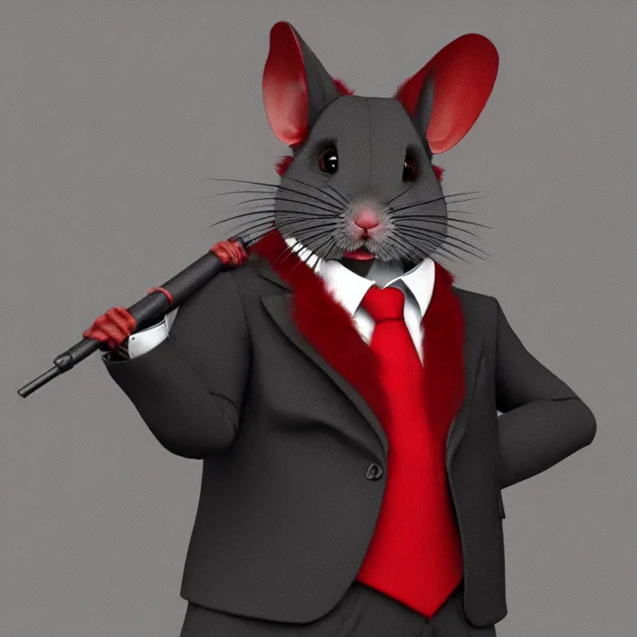 Image similar to a handsome anthropomorphic red chinchilla fursona in a dapper suit, furry art, trending on artstation, 8 k