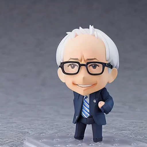 Image similar to an anime nendoroid figurine of Bernie Sanders, fantasy, figurine, product photo