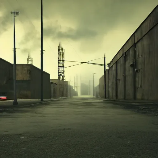 Prompt: a bleak foreboding industrial cityscape, 8 k photorealism, hyper real