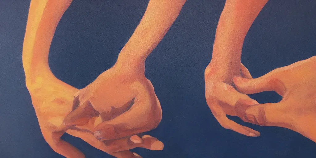 Prompt: detailed painting of holding hands
