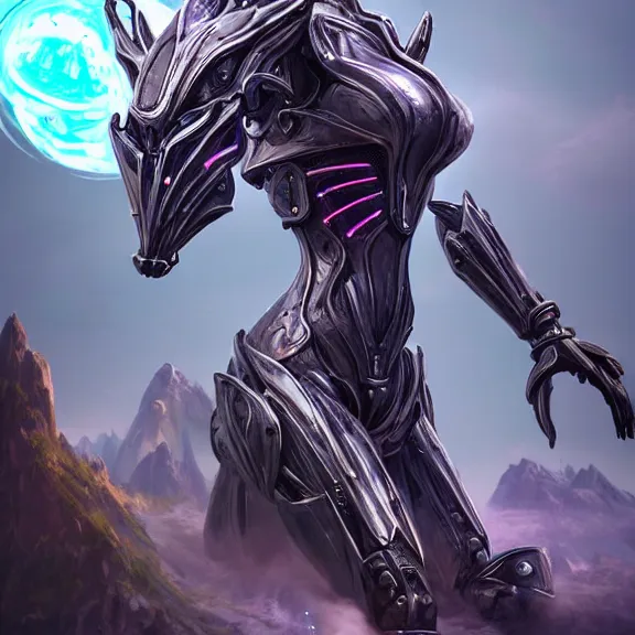 Image similar to extremely detailed ground shot of a giant beautiful stunning goddess 1000 meter tall anthropomorphic hot robot mecha female dragon, silver sharp streamlined armor, detailed head, sharp claws, glowing Purple LED eyes, sitting elegantly om a mountain, behind a tiny village the size of her foot, micro pov, dragon art, warframe fanart, Destiny fanart, macro art, giantess art, furry art, furaffinity, high quality 3D realism, DeviantArt, Eka's Portal, HD