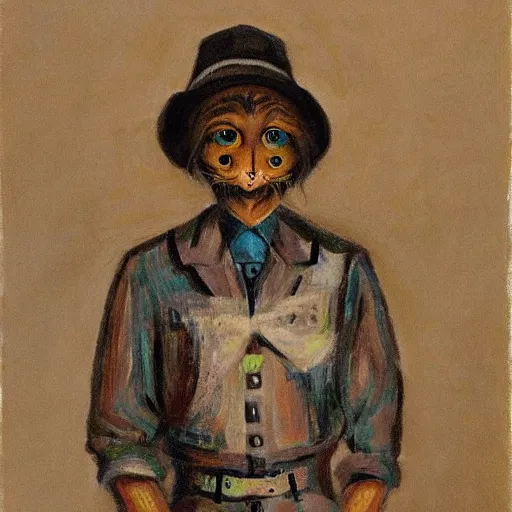 Image similar to portrait of a disillusioned young man, drained of energy by the artistic struggle, by louis wain and johanna martine, trending on artstation