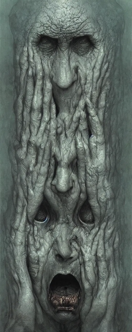 Image similar to fear face, kieth thomsen, zdzislaw beksinski