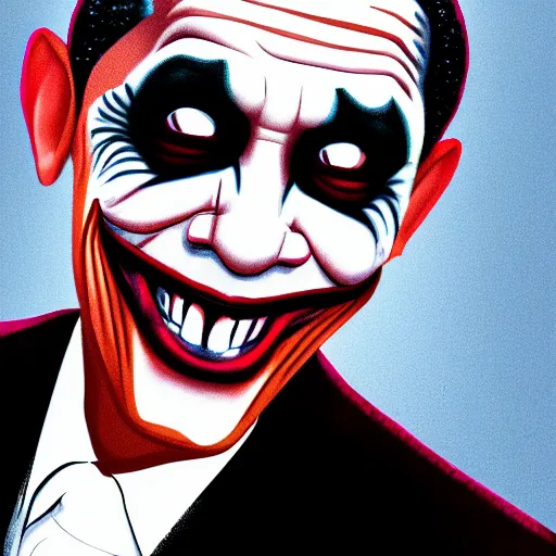 Prompt: Obama as the joker, 4k, digital realism