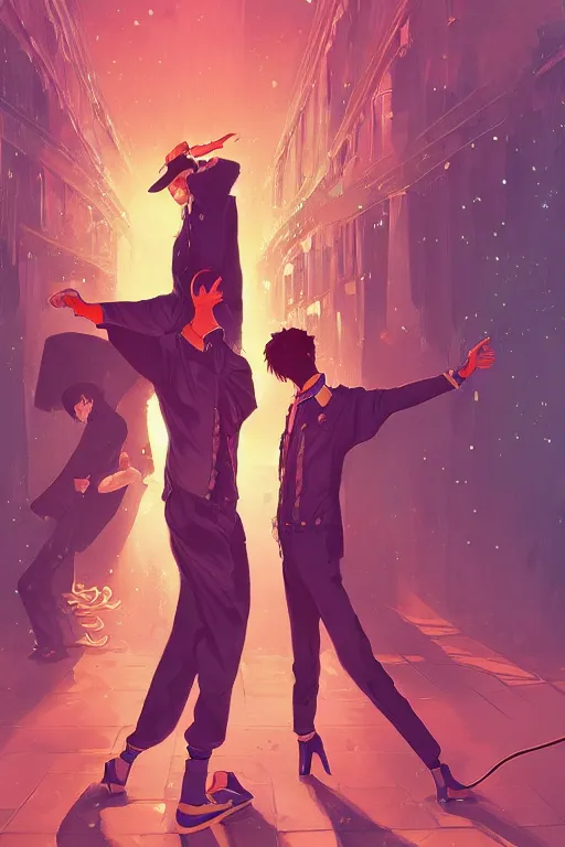 Image similar to A fever of the night, a grime tale of the night fever by the brothers guild, digital painting, artstation, ristan Eaton, victo ngai, artgerm, RHADS, ross draws, anime styled