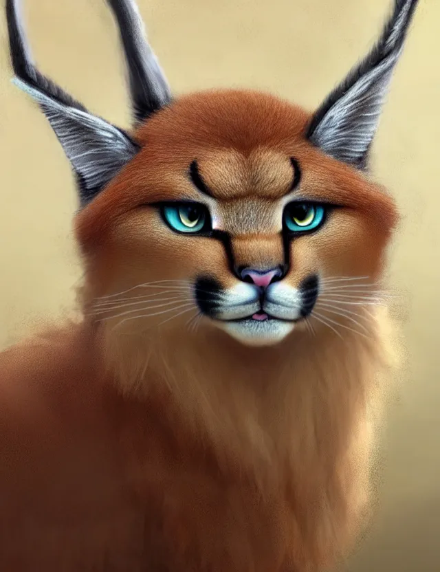 Image similar to cute fluffy caracal in a ancient greek city, wearing laurel wreath as hat chaplet on head | | cute, key visual, realistic shaded perfect face, fine details by stanley artgerm lau, wlop, rossdraws, james jean, andrei riabovitchev, marc simonetti, and sakimichan, trending on artstation