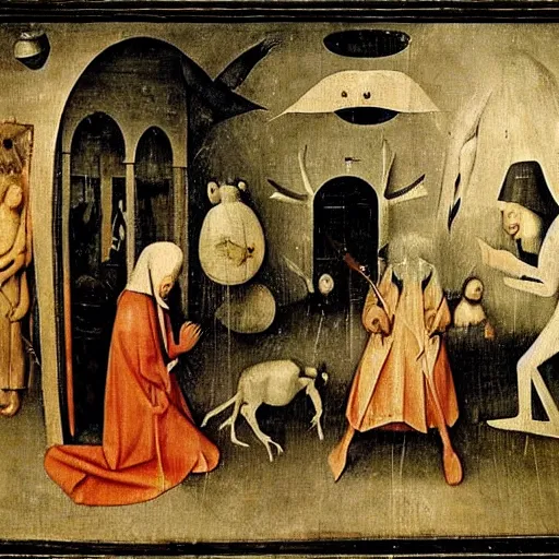 Prompt: paranormal activity by hieronymus bosch