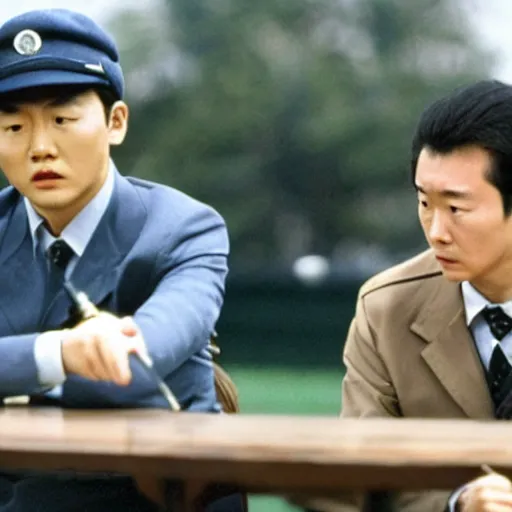 Prompt: movie still of son heung-min as kgb in rounders (1998),
