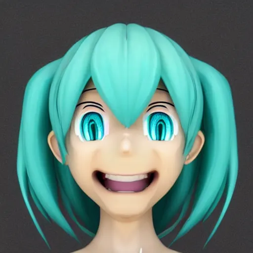 Prompt: Yellow Hatsune Miku emoji, cute facial expression and emotion, 3d render, specular, white background