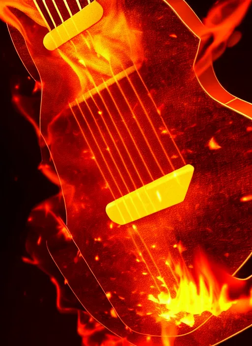 guitar with fire magical dust as musical notes storm | Stable Diffusion ...