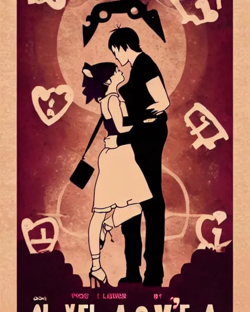 Prompt: a poster for a movie where a girl loves a guy who doesnt love her, movie poster, anime art