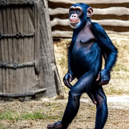 Prompt: A chimpanzee in a vintage military jacket, he has a very good haircut