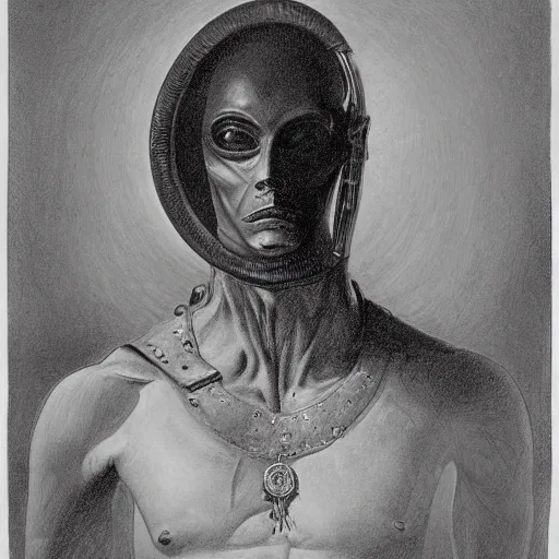 Prompt: portrait of an alien prince of mars ( c. 1 8 8 0 - c. 1 8 9 2 ) drawing in high resolution by otto eerelman