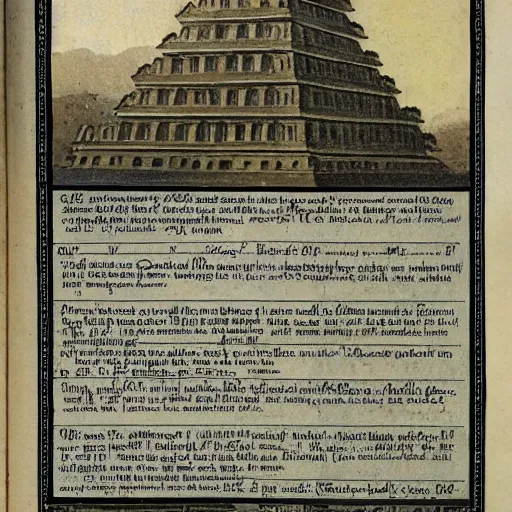 Prompt: a page from an almanac detailing a lost city