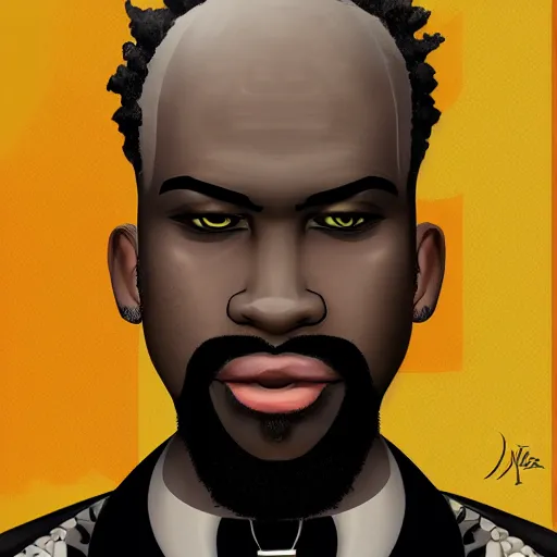 Prompt: afropunk male villain portrait, style of Dave Rapoza, trending on Artstation,