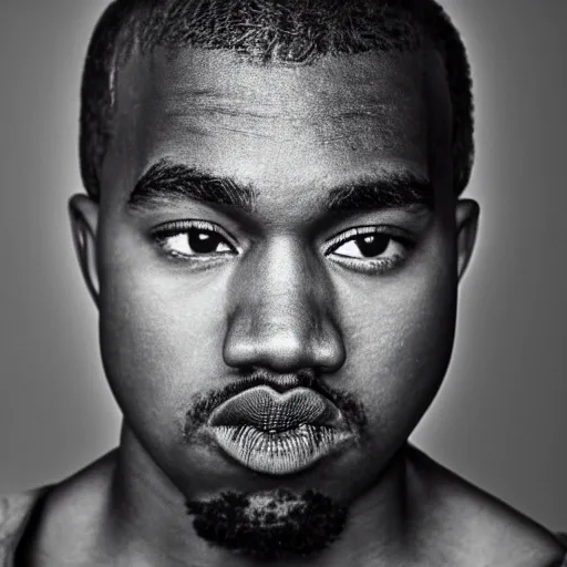 Image similar to the face of young kanye west at 1 6 years old, portrait by julia cameron, chiaroscuro lighting, shallow depth of field, 8 0 mm, f 1. 8