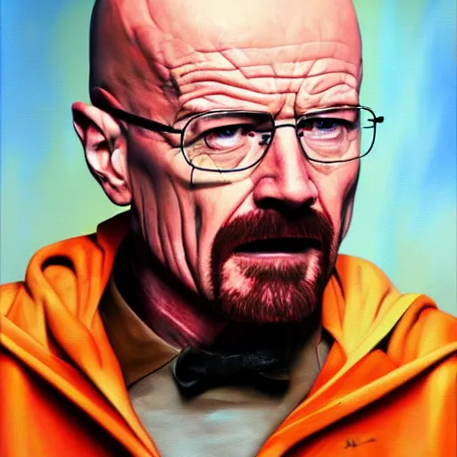 Image similar to very angry walter white raging at a computer, expressive oil painting, trending on artstation, 4k