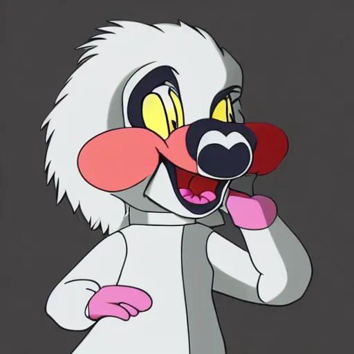 Prompt: in the style of animaniacs, anthropomorphic mink, female, white fur,