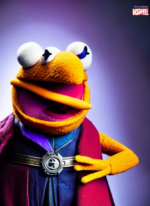 Image similar to studio portrait still of muppet!!!!! doctor strange in avengers endgame!!!!!! as a muppet muppet as a muppet, 8 k, studio lighting, key light,