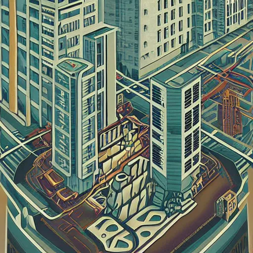 Prompt: retrofuturistic city by Jeffrey Smith