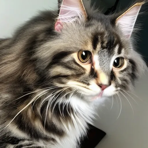 Prompt: thicc maine coon cat, photo