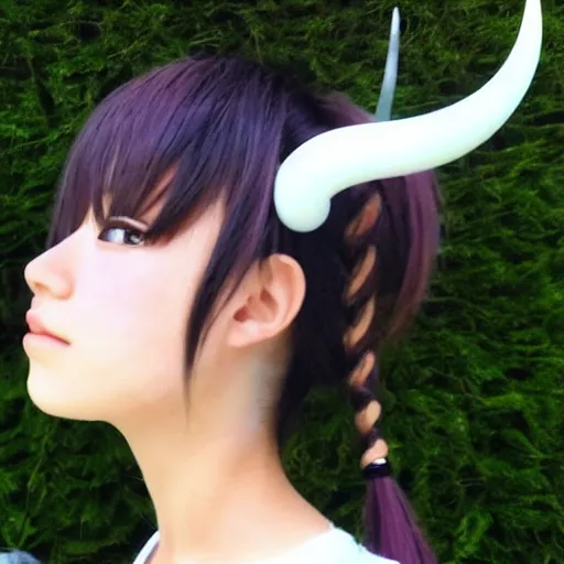 Image similar to anime girl with 2 small horns on head