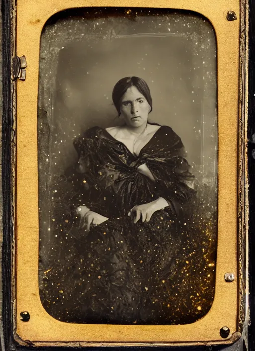 Image similar to old wetplate daguerreotype portrait, explosion of data fragments, fractal, intricate, elegant, highly detailed, parallax, leica, medium format, subsurface scattering, by marie harnett