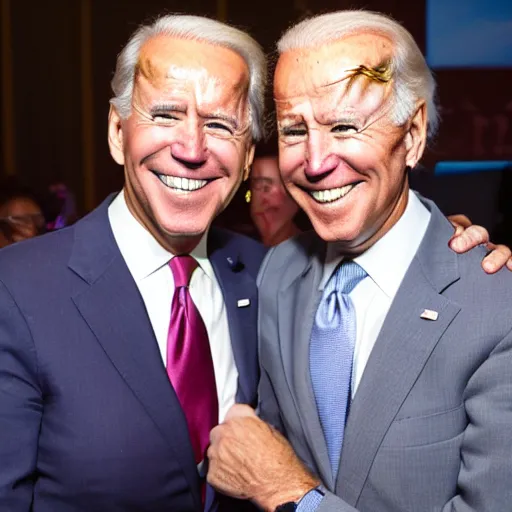 Image similar to A photo of joe biden teams up with a teenage joe biden, perfect faces, 50 mm, award winning photography