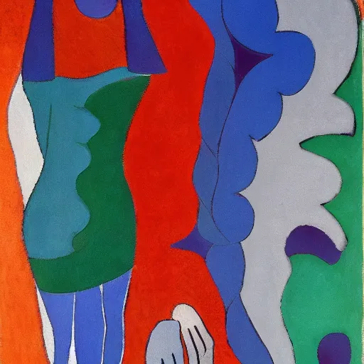 Prompt: her footsteps and handprints were the markings of her tribe as she journeyed forth, abstract art in the style of cubism and georgia o keefe,