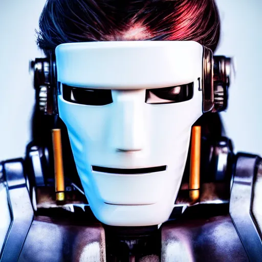 Image similar to ultrarealistic portrait photography futuristic android robot samurai cyberpunk white background