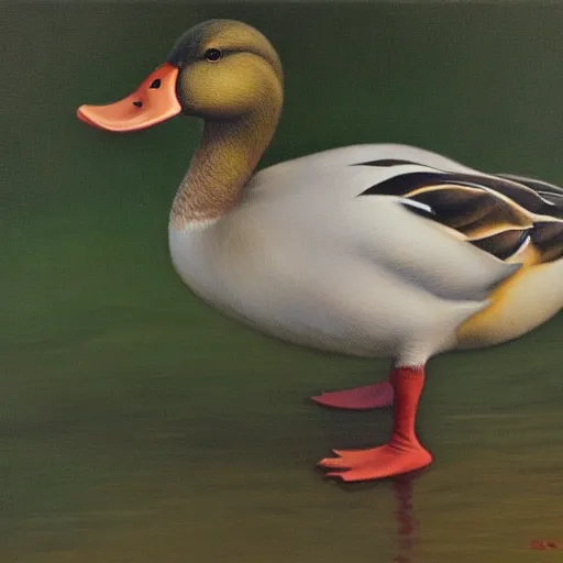 Image similar to a duck on the prowl oil painting cricorps