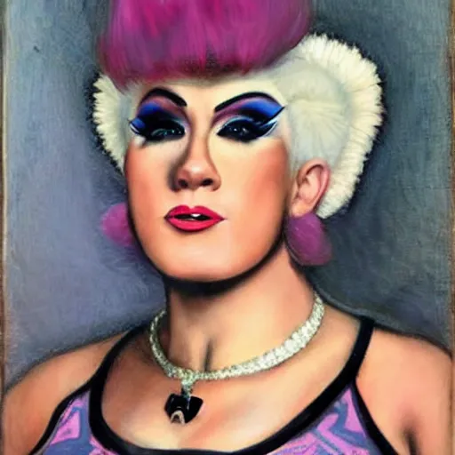 Prompt: joe rogan as a drag queen, by velasquez, hyper realism