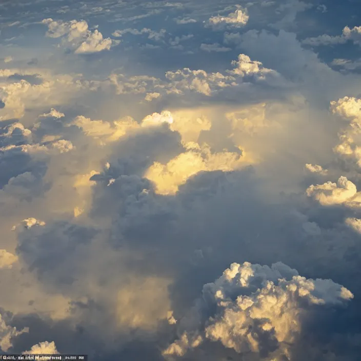 Prompt: Endless storm clouds towering high, seen from a plane, a lightning is visible, no ground visible, very detailed, 8k resolution, pale yellow hue with brown shadows