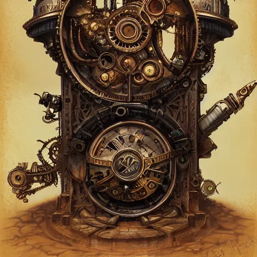 Image similar to low angle shot of a steampunk pc by clive barker, intricate, elegant, highly detailed, centered, digital painting, artstation, concept art, smooth, sharp focus, illustration, artgerm, Tomasz Alen Kopera, Peter Mohrbacher donato giancola, Joseph Christian Leyendecker, WLOP, Boris Vallejo.