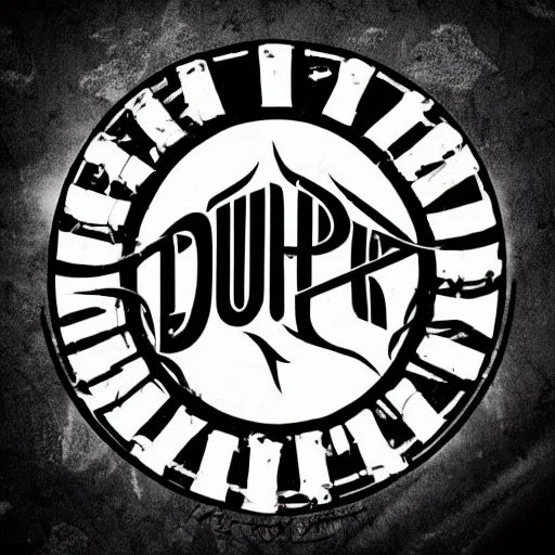 Image similar to a rock band logo with the word dupper.