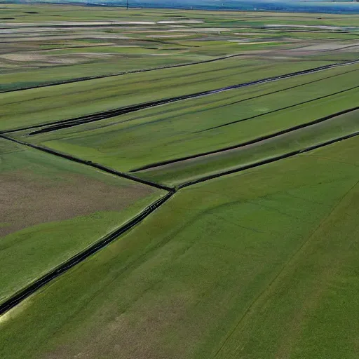 Prompt: a grassy plain that stretches for 3 miles on each side. Almost the entirety of this space is occupied by a city, which appears to be from the early 1940s. The level's buildings are all damaged in some way, with some buildings being completely destroyed. 4k, hd, photorealistic