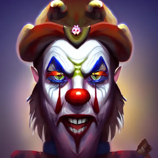 Image similar to buff wizard clown, digital painting, digital art, artstation, devian art, 4 k, hd