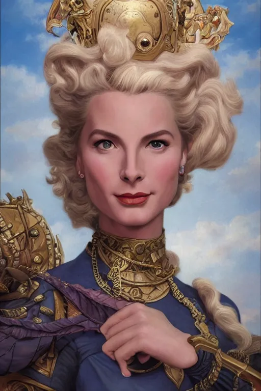 Prompt: A fantasy comic book style portrait painting of Grace Kelly, as an Atlantean Reptilian Warrior, Mystical Valkyrie, François Boucher, Oil Painting, unreal 5, DAZ, hyperrealistic, octane render, Regal, Refined, Detailed Digital Art, RPG portrait, William-Adolphe Bouguereau, Michael Cheval, Walt Disney (1937), Steampunk, dynamic lighting, Highly Detailed, Cinematic Lighting, Unreal Engine, 8k, HD