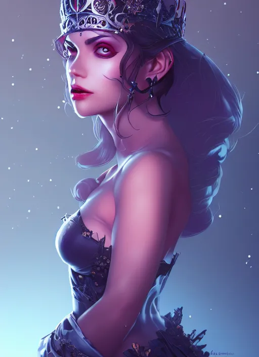 Image similar to queen of the night wide angle view, highly detailed, artgerm style, artstation, soft light, sharp focus, illustration, character design, concept art