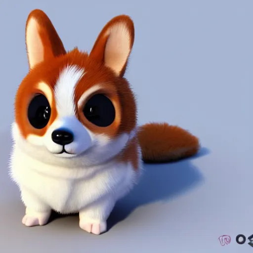 Prompt: a corgi furby, concept art, 3 d render, highest detail, cute, realistic