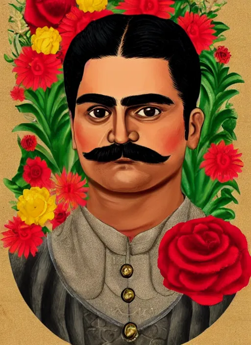 Image similar to Emiliano zapata in Frida Kahlo style