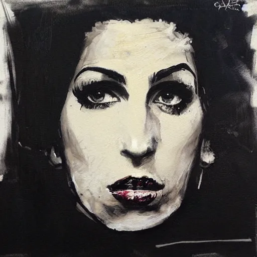 Prompt: portrait of amy winehouse, artwork by guy denning,