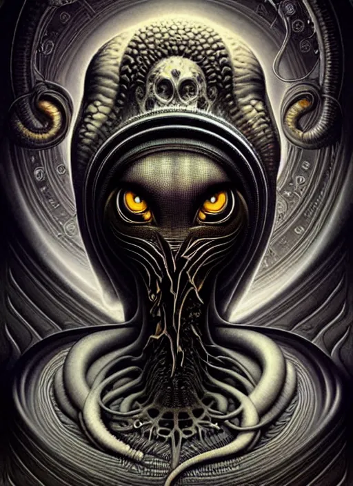 Image similar to cosmic lovecraft giger fractal random animal portrait, pixar style, by tristan eaton stanley artgerm and tom bagshaw.