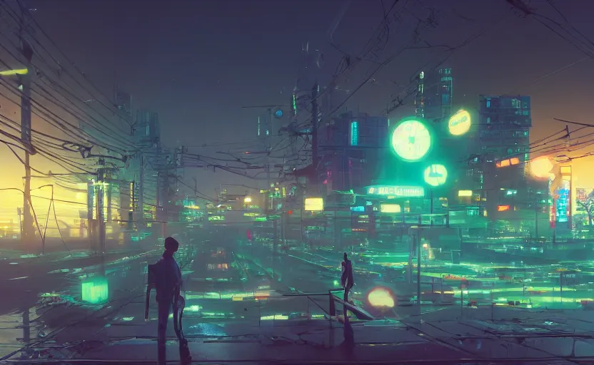 Image similar to Genshin Impact, rendered by Beeple, Makoto Shinkai, syd meade, simon stålenhag, environment concept, synthwave style, digital art, unreal engine, WLOP, trending on artstation, 4K UHD image, octane render,