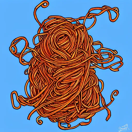 Prompt: spaghetti monster in the sky