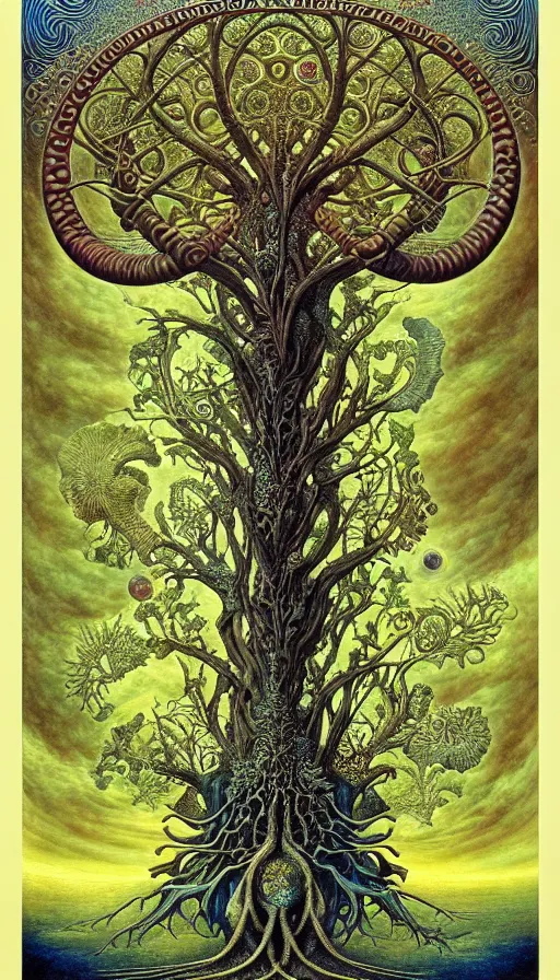 Image similar to tree of life by roger dean and andrew ferez, art forms of nature by ernst haeckel, divine chaos engine, symbolist, visionary, art nouveau, botanical fractal structures, organic, detailed, realistic, surreality