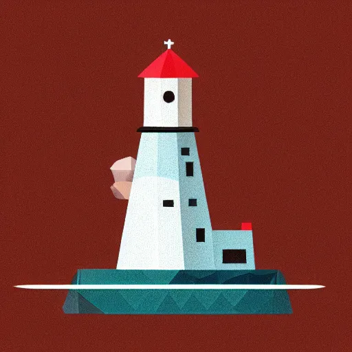 Prompt: isometic low poly lighthouse on white background